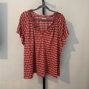 Max Studio Coral and White Floral Blouse